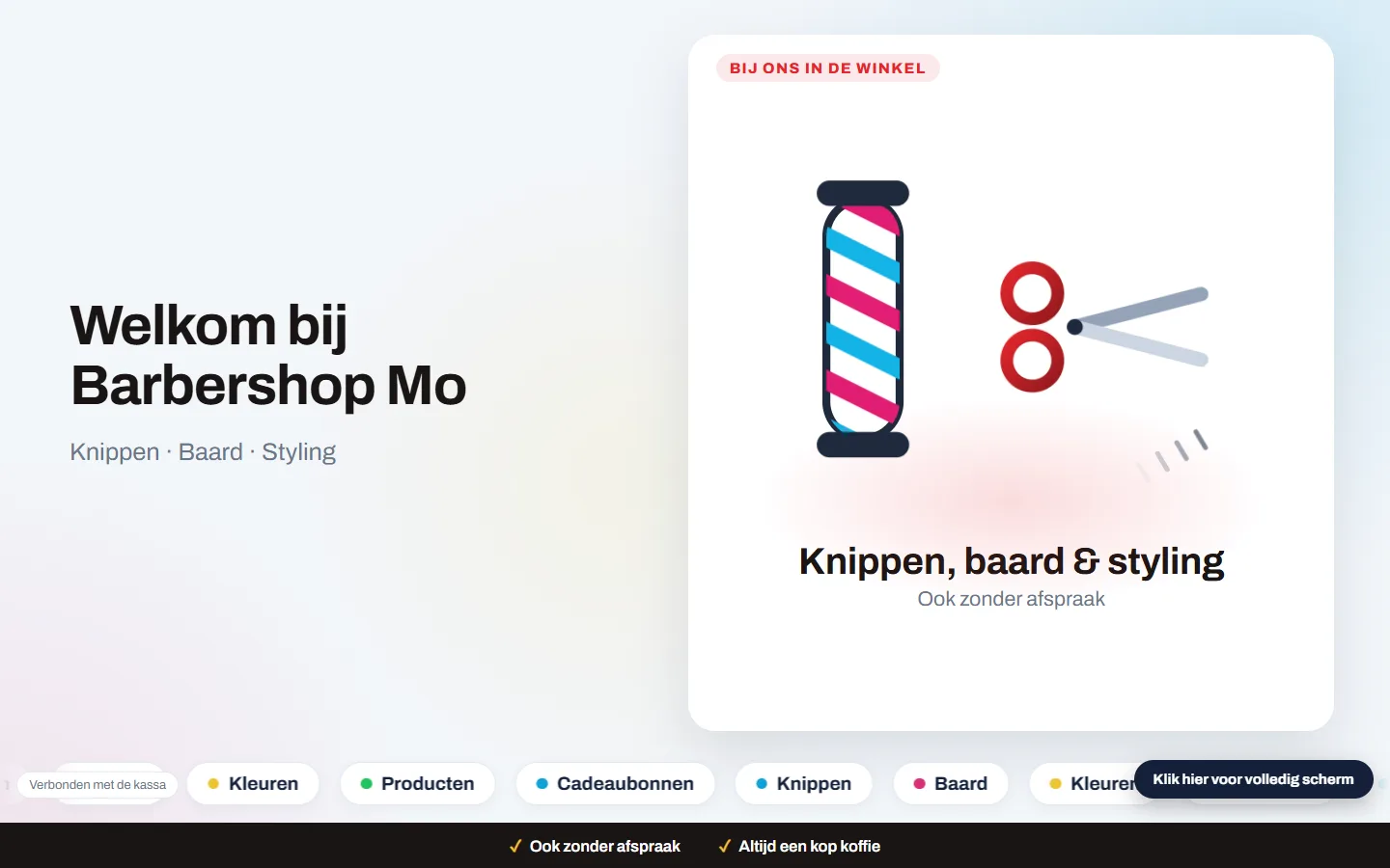 Een draaiende kapperspaal en een knippende schaar.