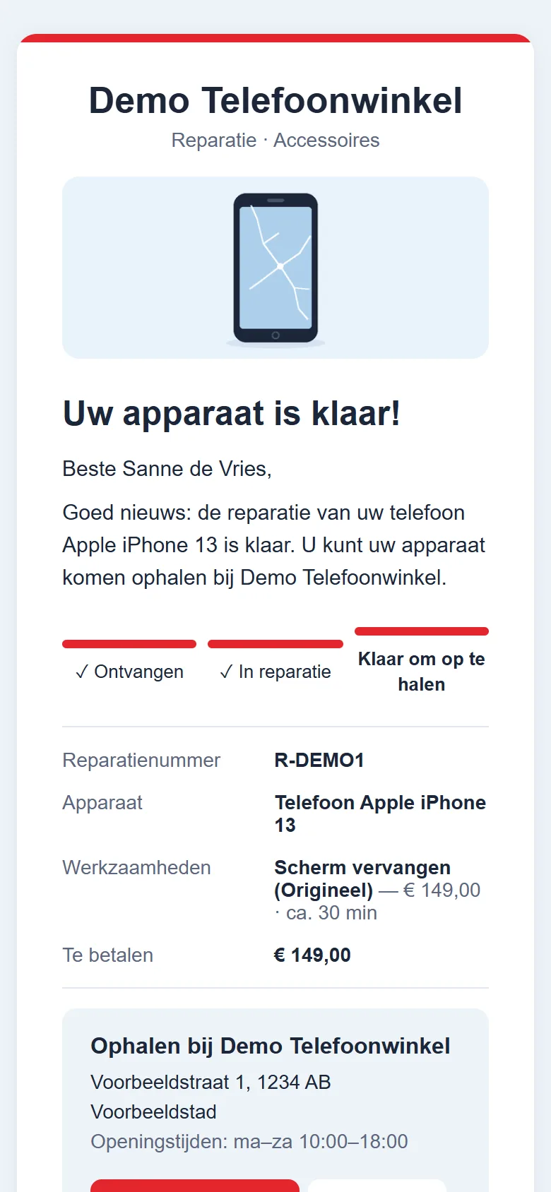 4. Klaar om op te halen