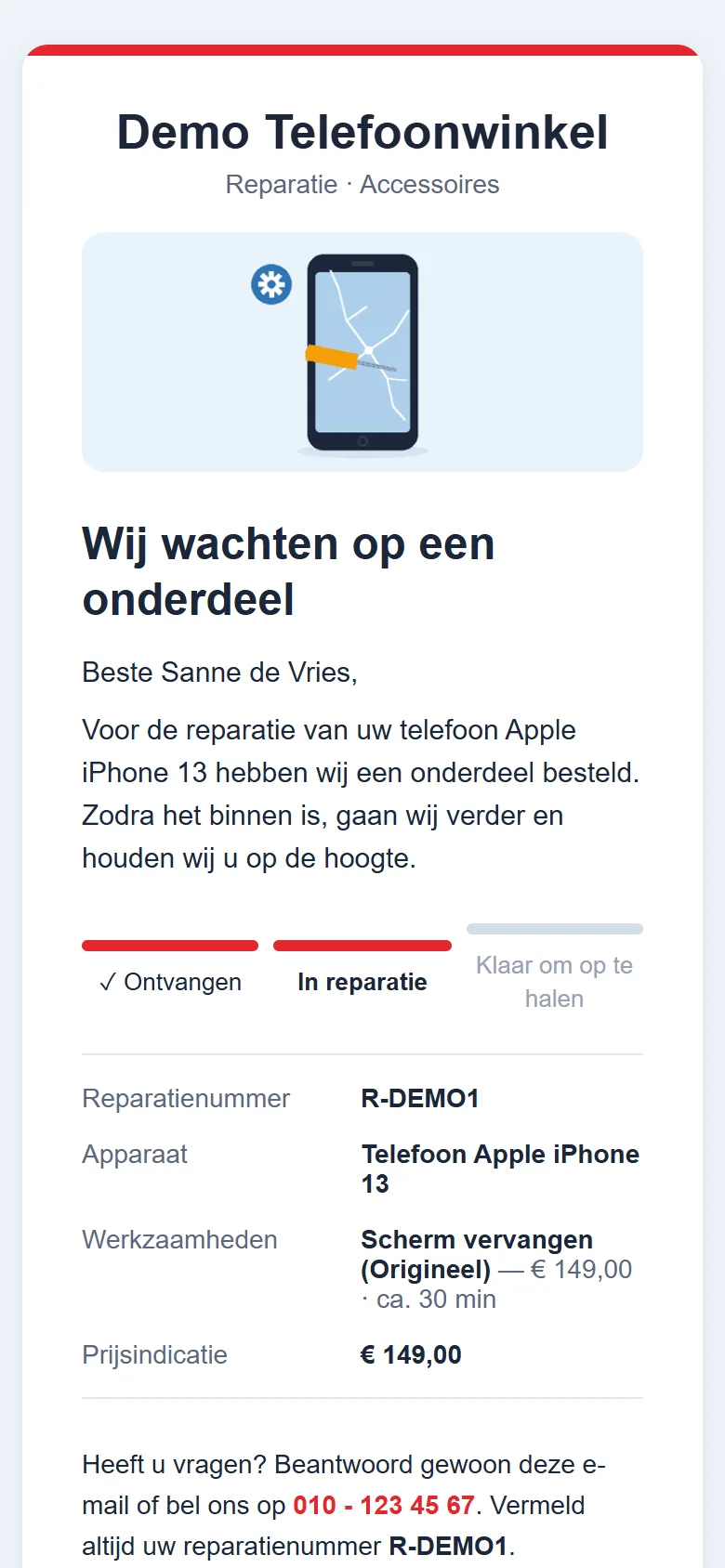 3. Wacht op onderdeel